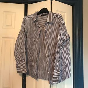 Blue and white button up Zara Shirt